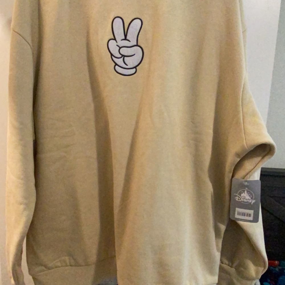 Mickey Mouse Peace Sign Pullover Sweatshirt for Adults